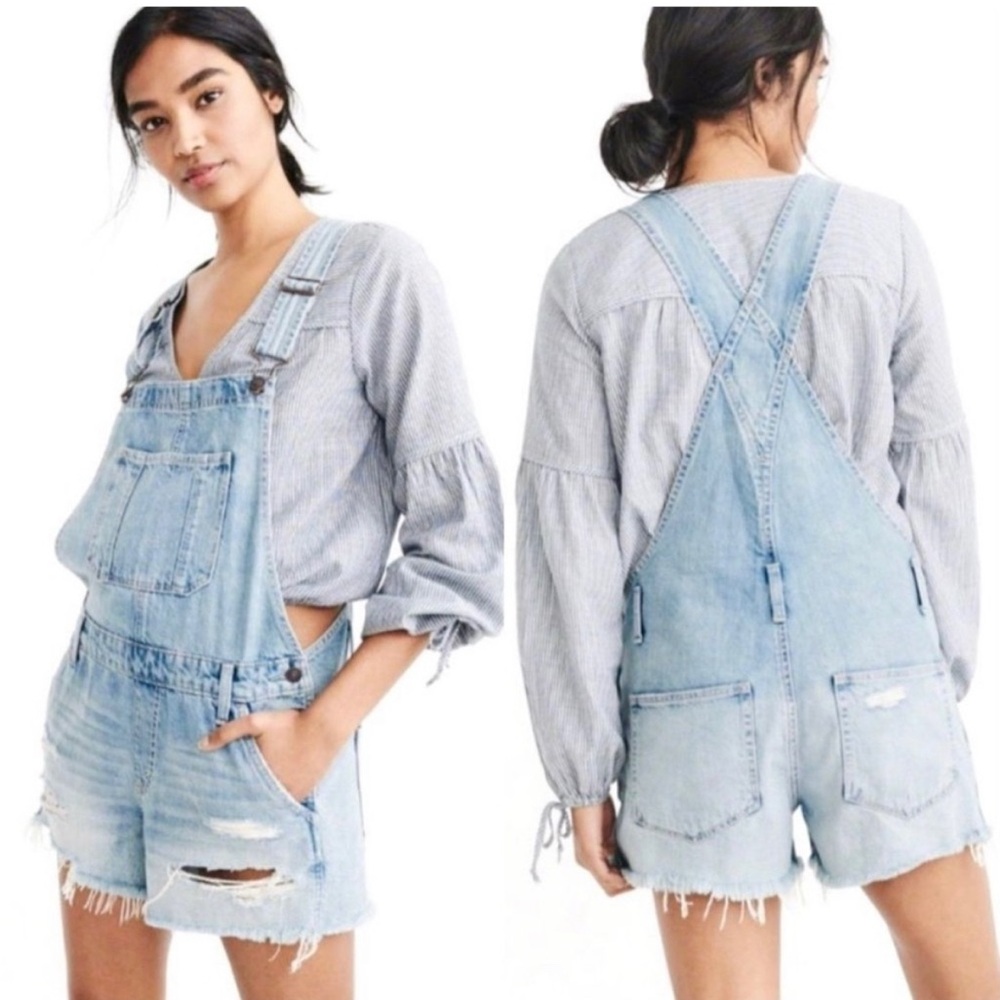 Abercrombie & Fitch Sky Blue Denim Overalls XS